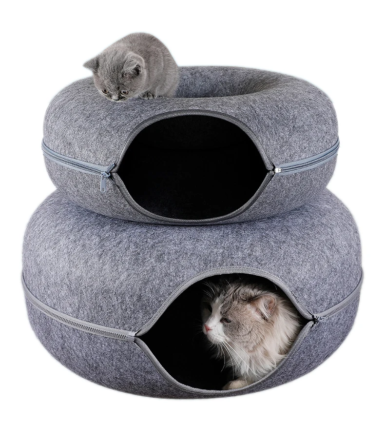 Túnel interactivo para gatos Donut, juguete para jugar, cama para gatos, hurones de doble uso, túneles de cama para conejos, juguetes de interior, casa para gatos, juguete de entrenamiento para gatitos - imagen 4
