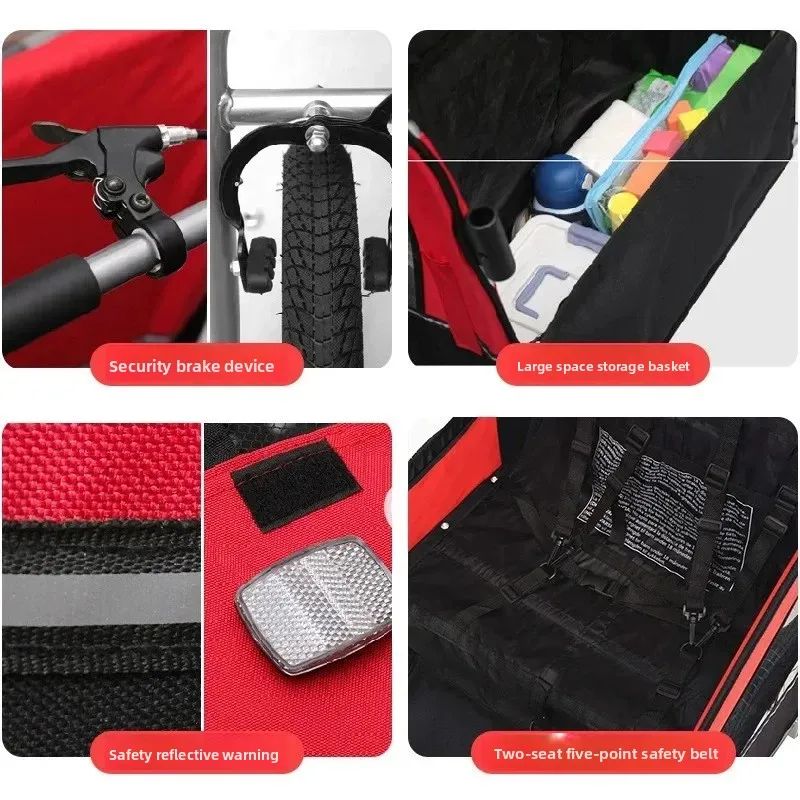 Remolque de bicicleta para mascotas, colgante trasero, conducción al aire libre, carrito para perros y gatos, almacenamiento de viaje multifuncional, cochecito para mascotas, cochecito para perros - imagen 3