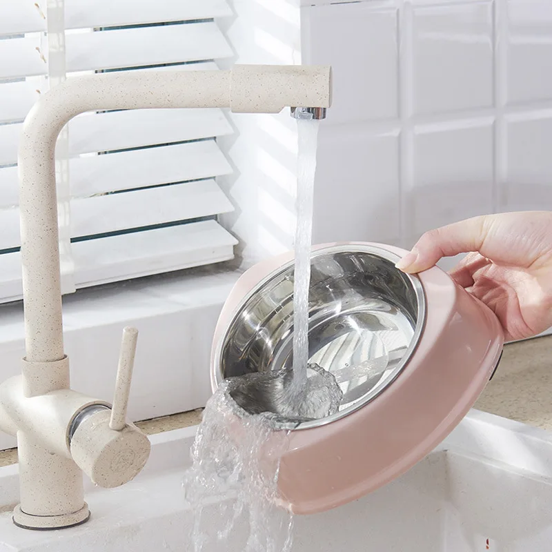 Cuenco de acero inoxidable para perros, grueso y fácil de enjuague, se puede dividir, beber agua y comer, cuenco para gatos de doble uso - imagen 3