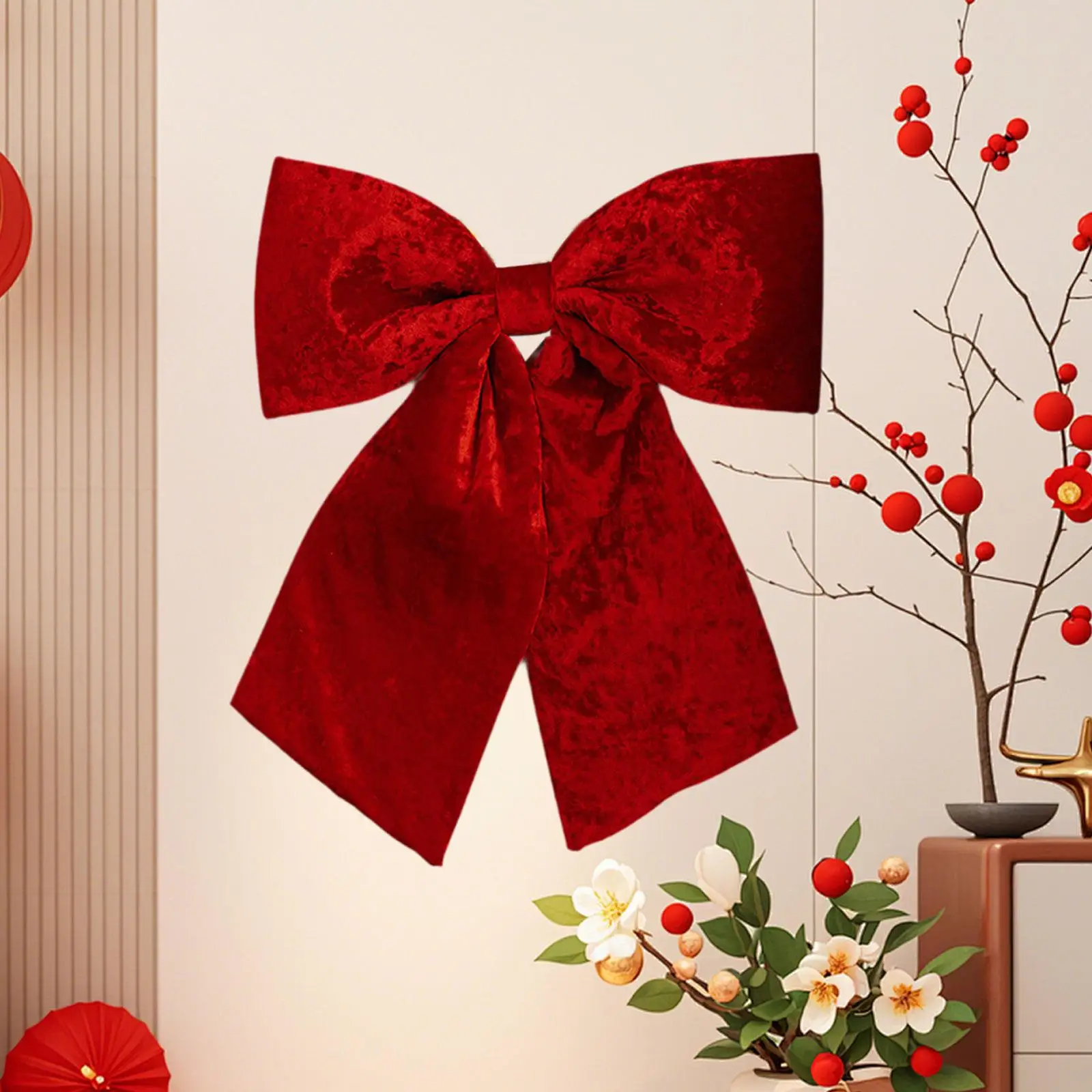 Xmas Velvet Ribbon Bow, Christmas Tree Garland for Festival Wedding Decorative Xmas Velvet Ribbon Bow, Christmas Tree Garland for Festival Wedding Decorative