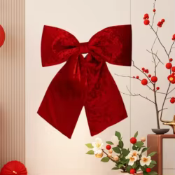 Lazo de cinta de terciopelo de Navidad, guirnalda de árbol de Navidad para decoración de bodas y festivales