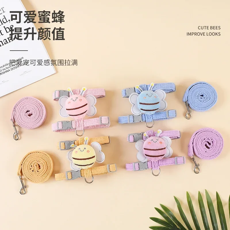 Productos para mascotas, cuerda de tracción para gatos con abeja pequeña, sin rotura, correa para el pecho ajustable en forma de I, cuerda para gatos - imagen 4