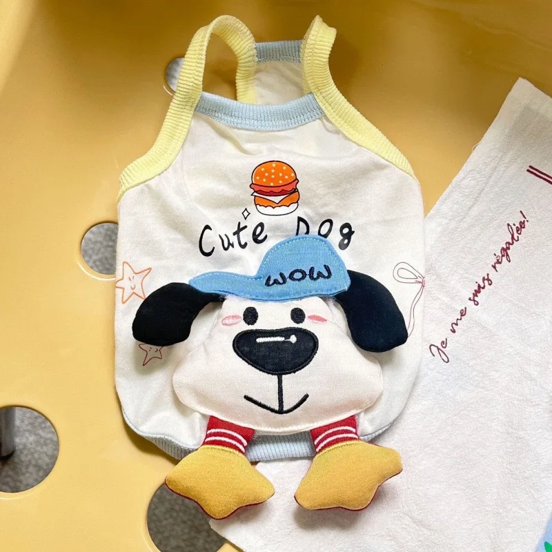 Chaleco de perro mascota con dibujos de animales para Bulldog Francés, ropa bonita para gatitos, decoración de muñecas, camiseta transpirable para cachorros, verano y primavera