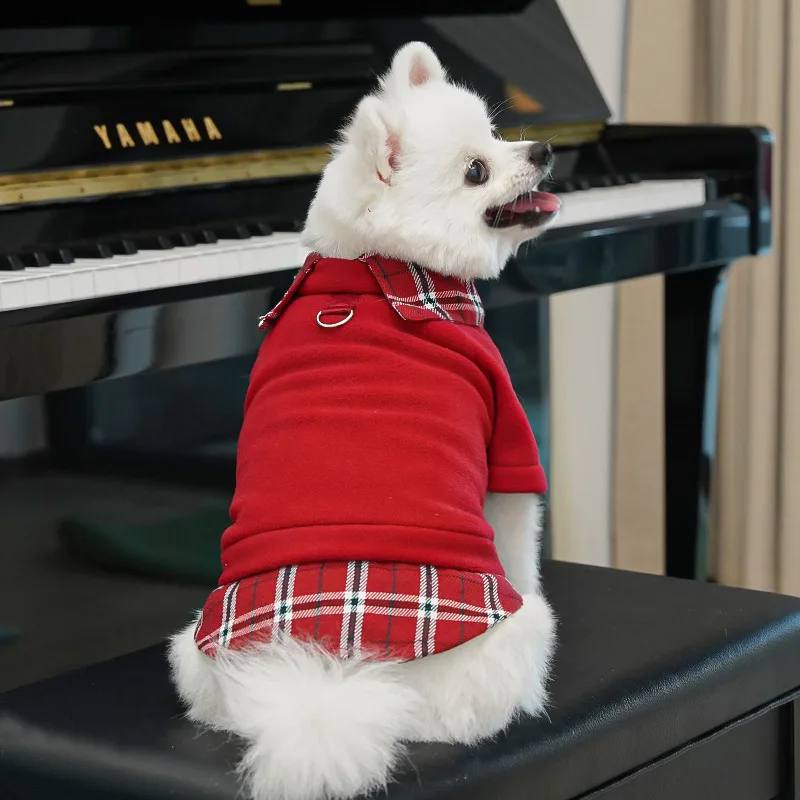 Sudaderas con capucha para perros pequeños, Polo a cuadros liso, ropa para perros, abrigo cálido de invierno, sudadera de lana para cachorros, jerséis para Chihuahua y perro salchicha - imagen 4