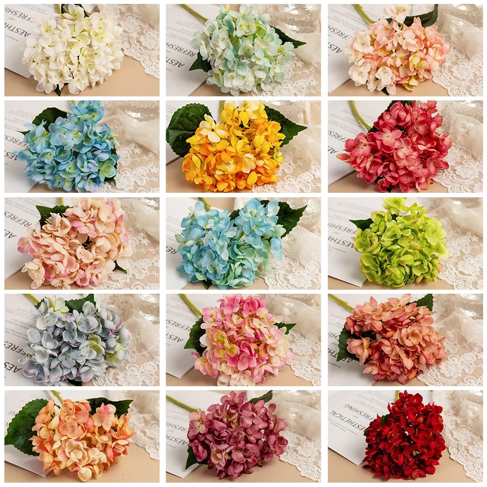 Ramo de novia de hortensia de seda, decoración de boda, hogar, Año Nuevo, accesorios para florero, arreglo de flores artificiales - imagen 3