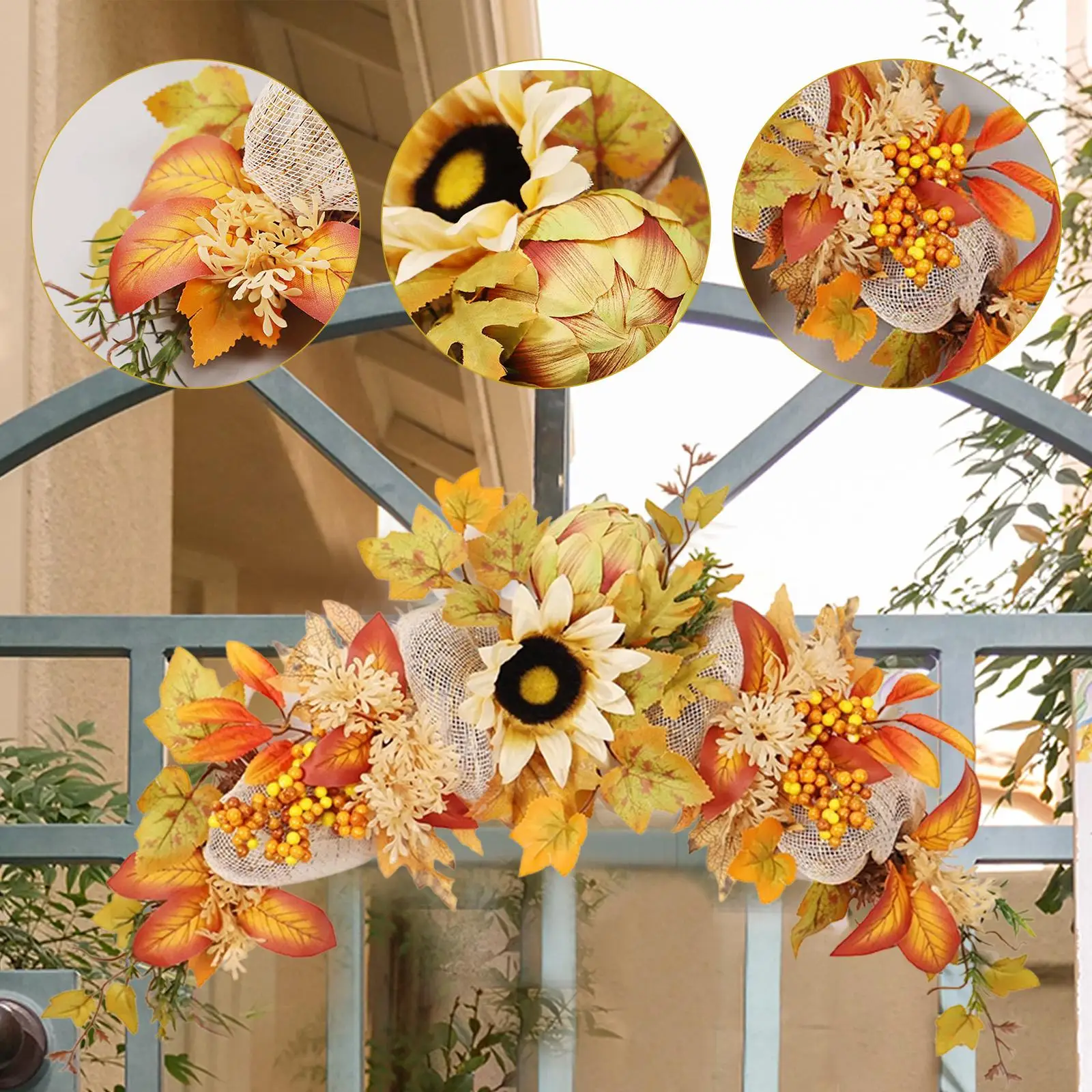 Fall Swag Sunflower Table Centerpiece Welcome Sign Flowers Ornament Artificial Floral Swag Fall Swag Sunflower Table Centerpiece Welcome Sign Flowers Ornament Artificial Floral Swag