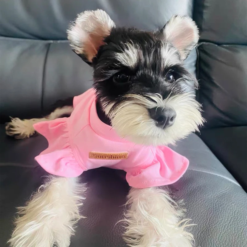 Ropa para perros pequeños de primavera y verano para Schnauzer Teddy YorkShire, disfraz sin mangas para perros, Jersey suave, traje para cachorros - imagen 4