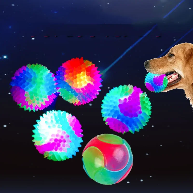 Pelota de juguete con luz LED para perro, bola elástica intermitente, bola Molar de Color para mascotas, juguetes interactivos para cachorros, gatos y perros