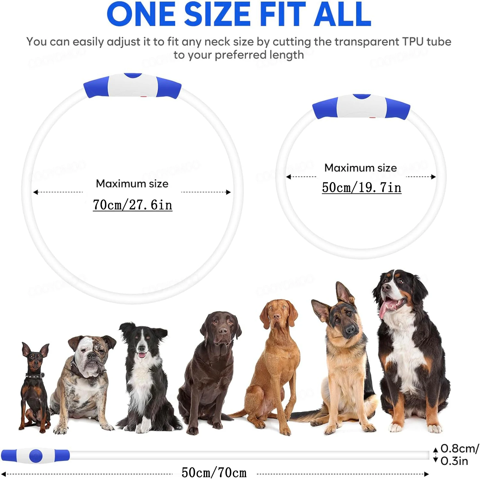 Collar de carga Luminou para perros, 4 modos, Led Usb, collares coloridos de silicona para gatos, brillo nocturno cortable, prevención de pérdida de mascotas, accesorios para perros - imagen 5