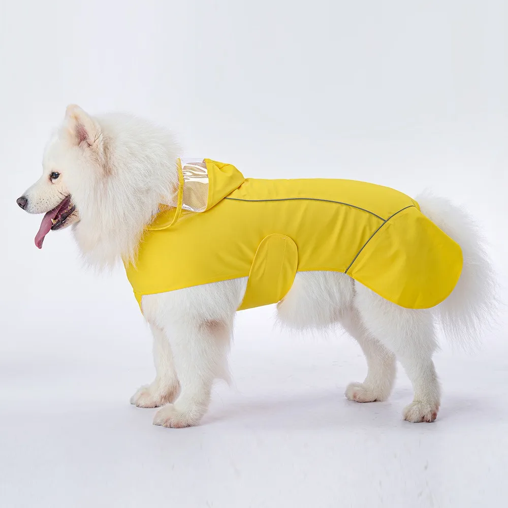 Impermeable perros grandes amarillo malla transpirable y reflectante