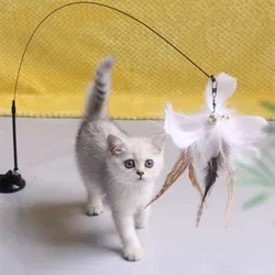 Juguete interactivo divertido con plumas y ventosa para gatos