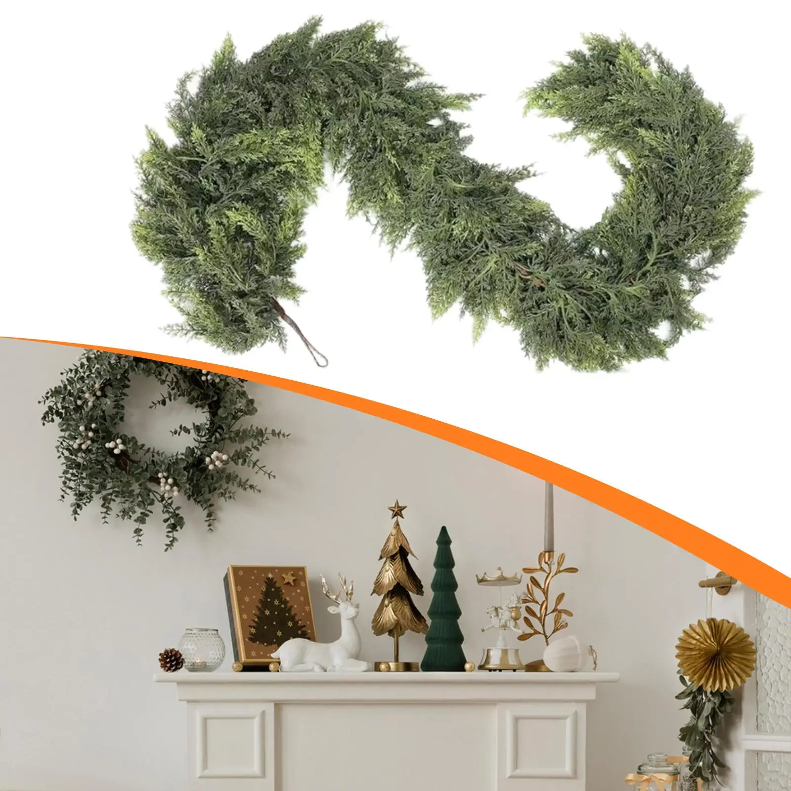 Adorno de guirnalda navideña, decoración navideña, guirnalda verde Artificial para corona, camino de mesa, centro de mesa, chimenea - imagen 2