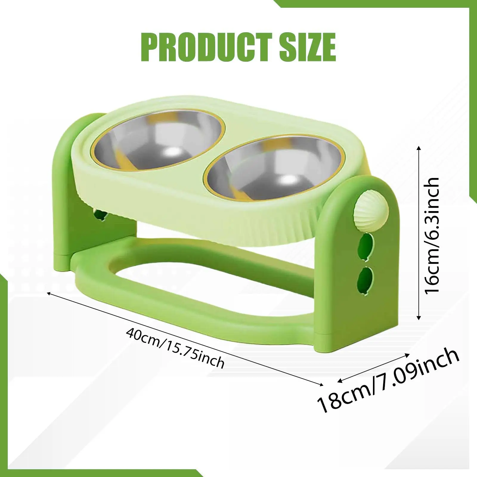 Elevated Tilted Cat Bowl Adjustable Dog Feeder Stainless Steel Raised Bowl for Small Medium Pets Indoor Feeding Station