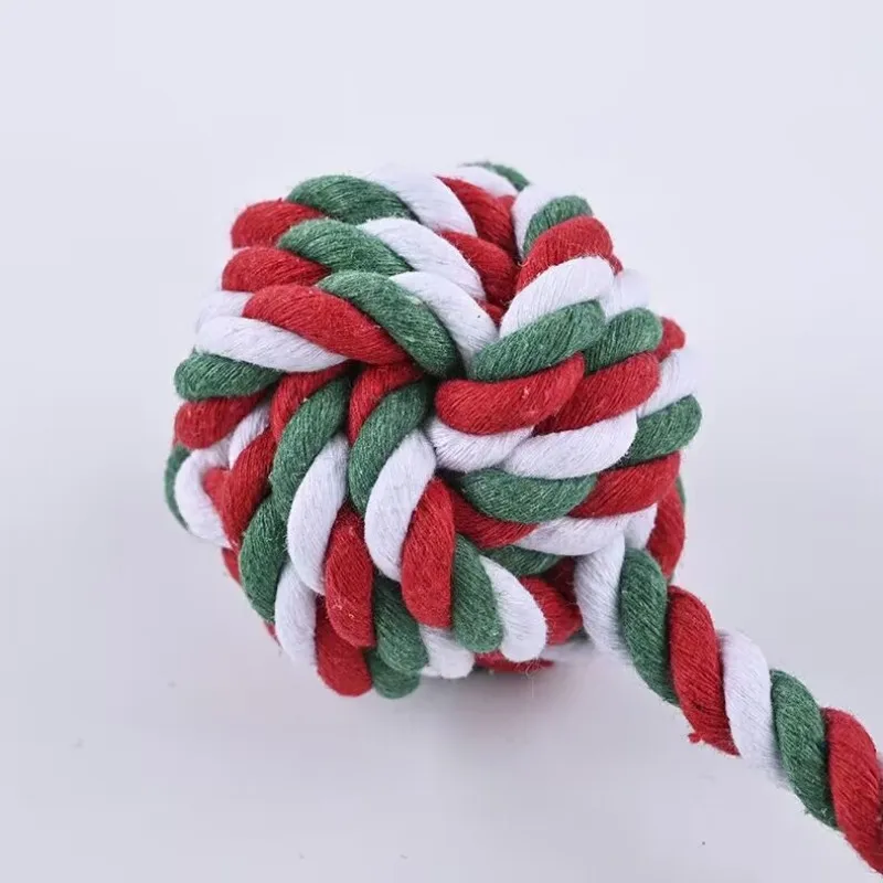 สัตว์เลี้ยงสุนัขเชือกของเล่นสุนัขขนาดใหญ่ Chew ฟันทําความสะอาดของเล่นเชือกฝ้ายถักพร้อมเชือกจับสุนัขของเล่นสุนัขเล่นของเล่น - imagen 5