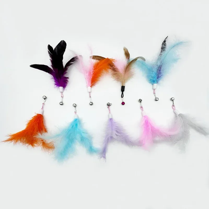 Nuevo palo de peluche para mascotas, campana de plumas, cabezal de repuesto, juguete de peluche para mascotas, juguete interactivo para aliviar el gato, juguetes para gatos - imagen 4