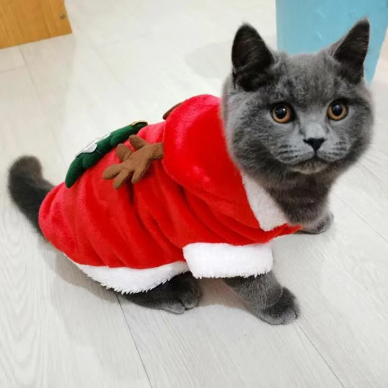 Disfraz navideño para cachorros y gatos, ropa para mascotas de otoño e invierno para perros pequeños, gatos, forro polar cálido, regalos de Año Nuevo, ropa de Cosplay - imagen 3