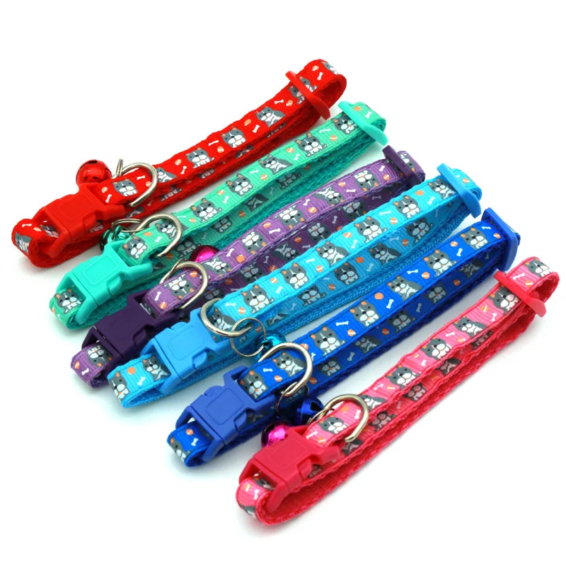 Collar de gato con identificación personalizada, hebilla de seguridad, grabado para perros pequeños, bonito nailon ajustable para cachorros y gatitos