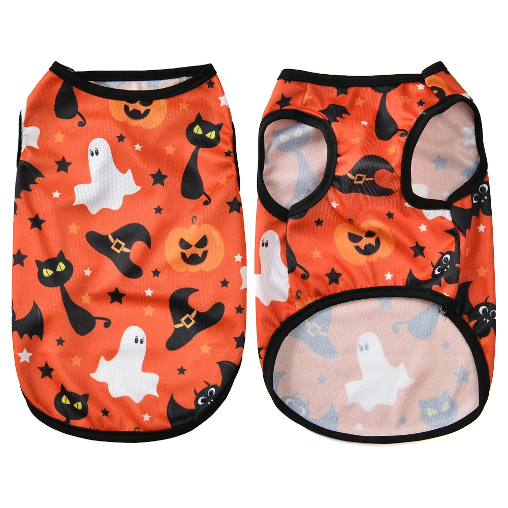 Camiseta transpirable de verano para perros pequeños y medianos, ropa suave con estampado de Halloween para mascotas, chaleco Schnauzer Yorkshire Pug - imagen 2