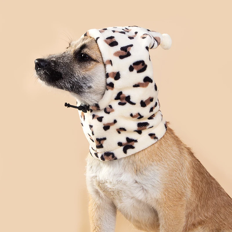 Sombrero de transformación de mascotas de primavera y otoño, sombrero divertido con estampado de leopardo, sombrero de transformación de mascotas de Navidad de lana de Color sólido - imagen 3