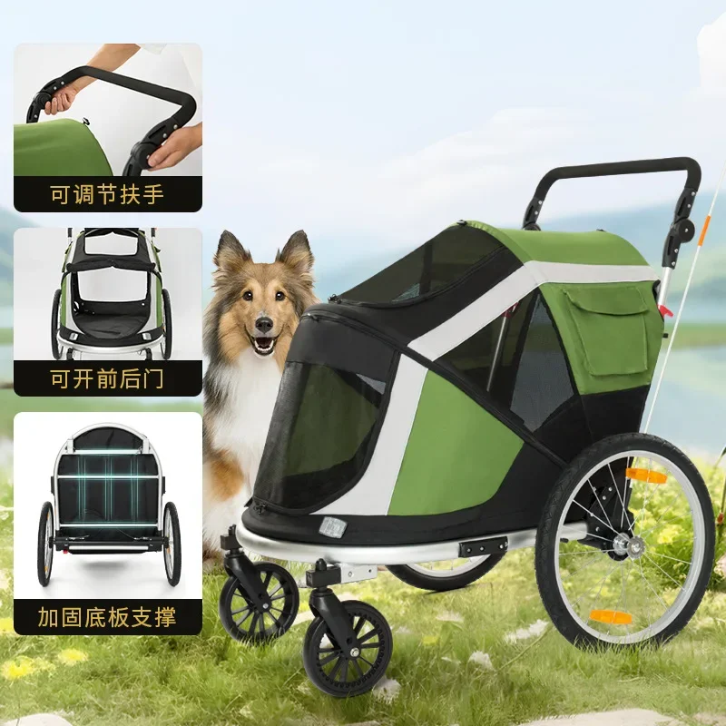 Remolque para mascotas para conducción al aire libre, carrito para mascotas de gran espacio, carrito para perros y gatos, se puede conectar a un carrito de bicicleta para cochecito de perros y gatos - imagen 5