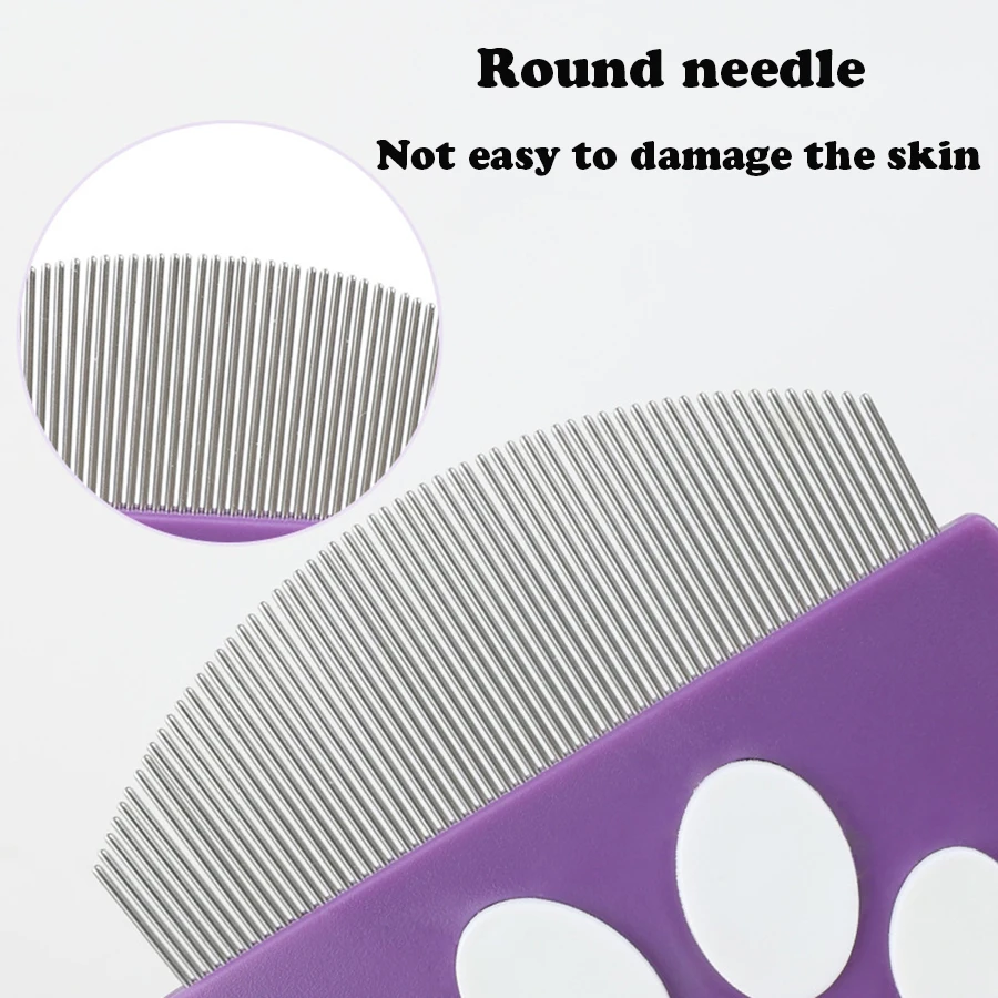 Peine para el cuidado de mascotas: peine para pulgas para gatos y perros, diseño curvo para rostro y cuerpo, mini cepillo desenredante para mascotas - imagen 4