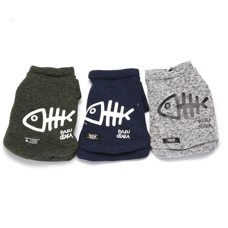 Ropa de algodón con estampado de hueso de pescado para mascotas, abrigo con capucha para perros y gatos pequeños, Yorkies, Chihuahua, ropa para mascotas - imagen 5