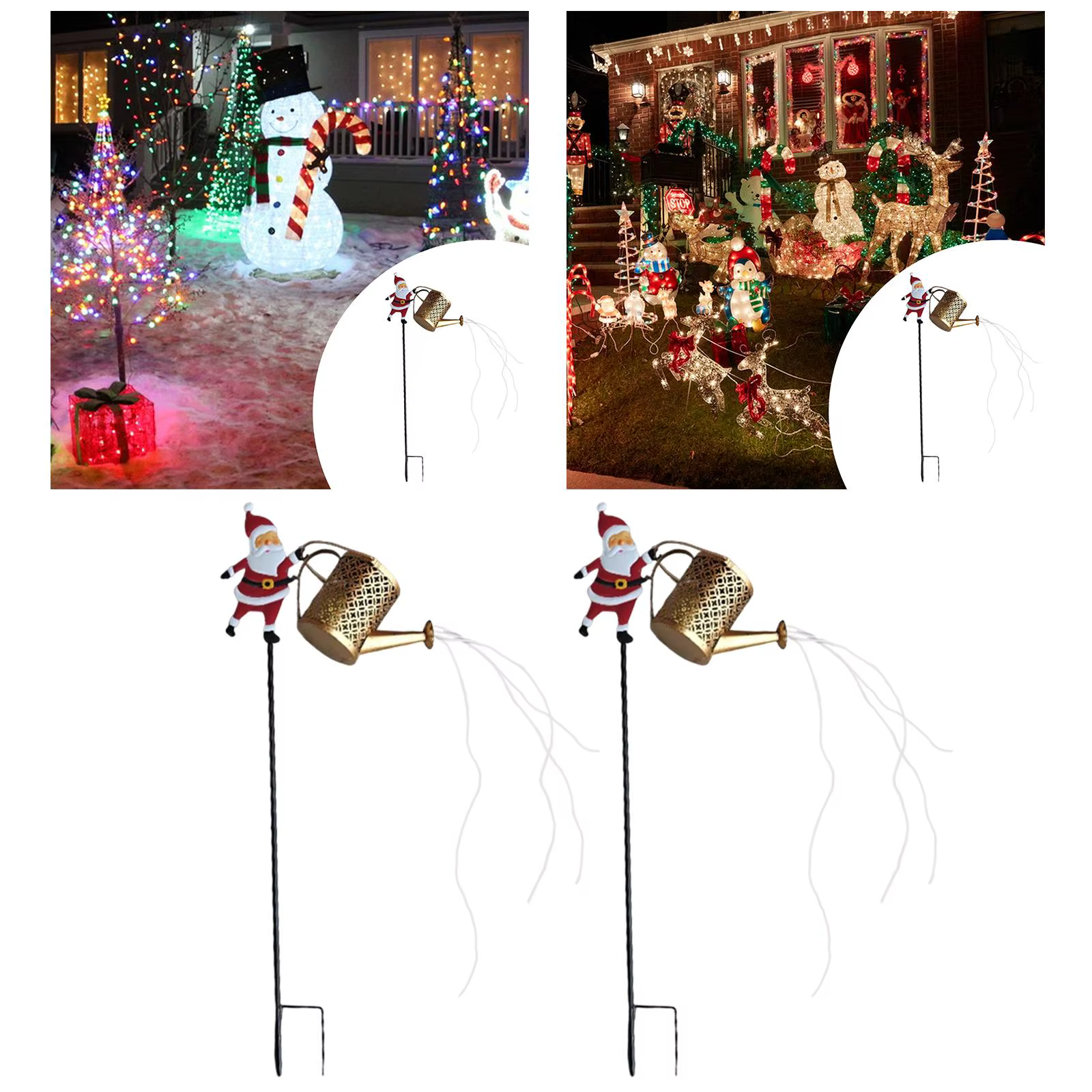 Regadera solar Papá Noel con luces – jardín para gato y perro - imagen 3