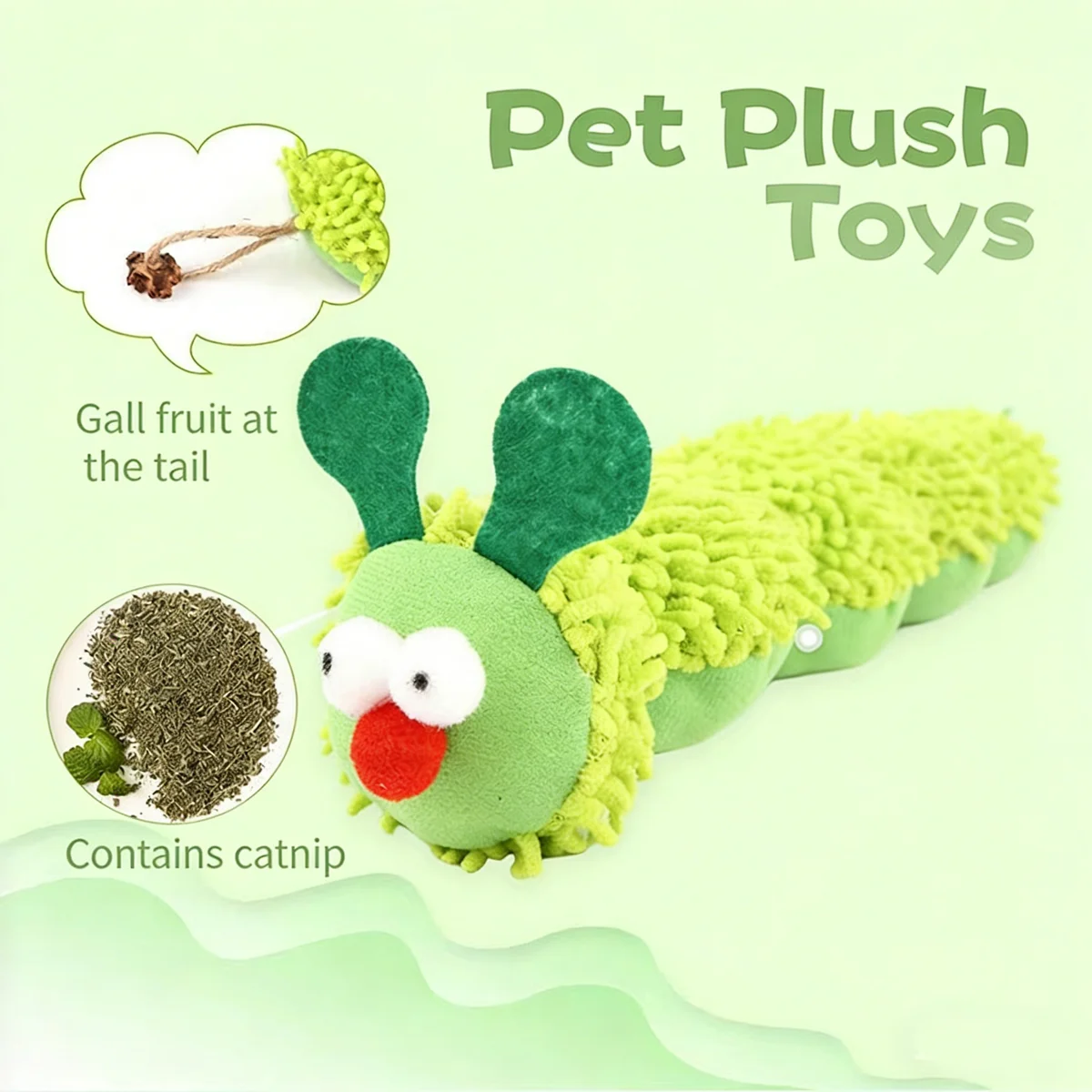 Juguete oruga menta para gatos – Almohada suave resistente a arañazos - imagen 4