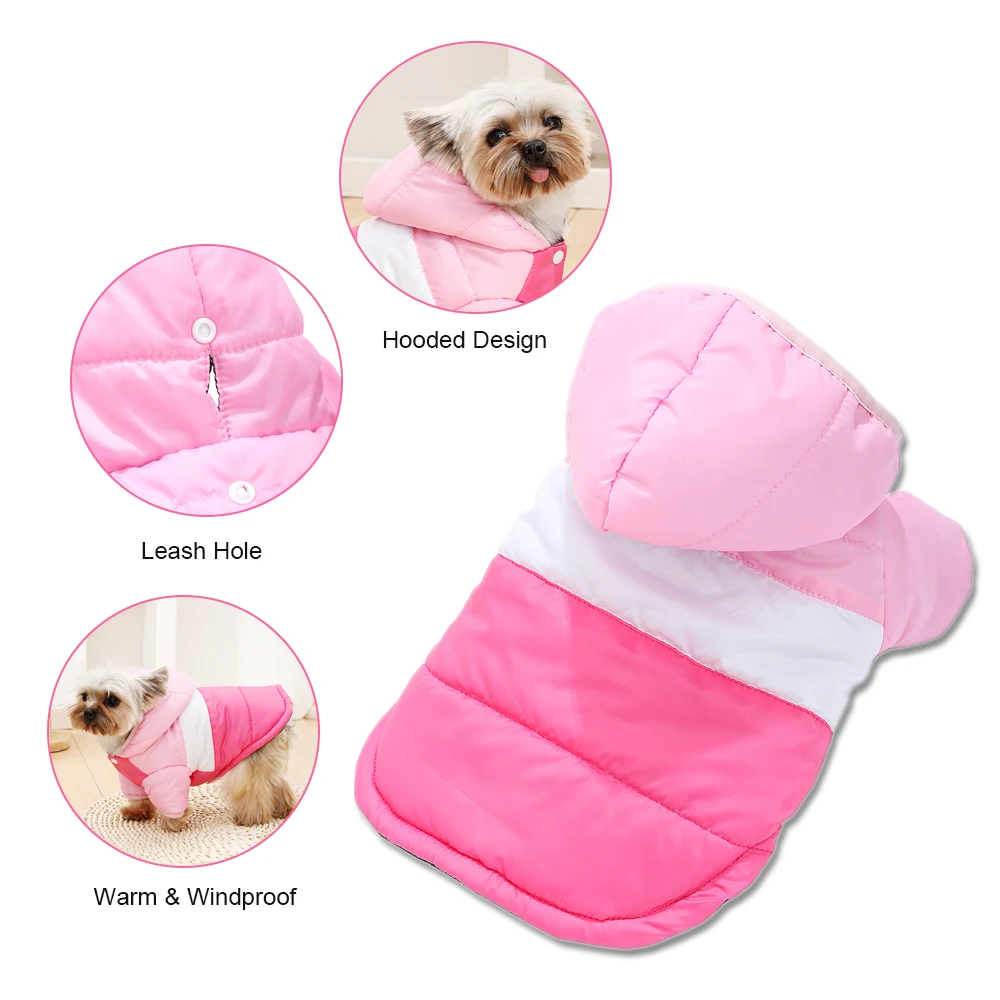 Abrigo para perros, ropa de invierno para perros pequeños y medianos, Sudadera con capucha impermeable para cachorros, chaqueta acolchada, trajes con capucha de Bulldog Francés Yorkie