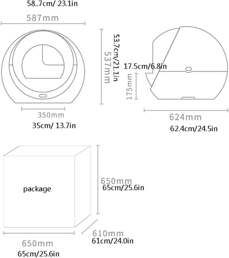 Caja de arena automática de 65L para gatos, caja de arena inteligente, bandeja cerrada, inodoro, entrenamiento giratorio, colcha desmontable, accesorios para mascotas - imagen 2