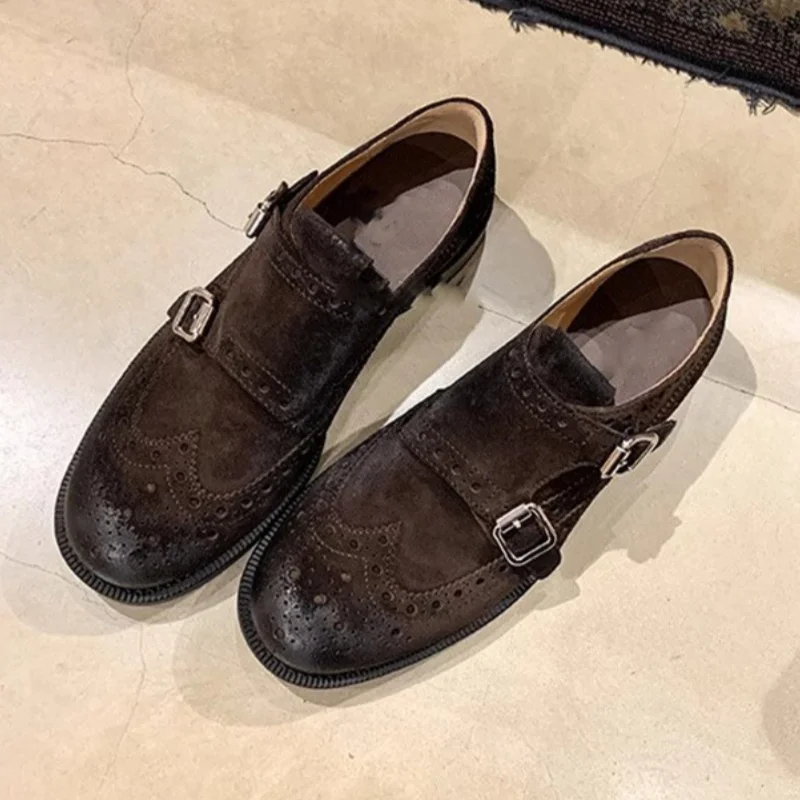 Zapatos sin cordones para mujer, zapatos planos de moda de ocio, informales, de cuero, con hebilla de Metal, cómodos, nuevo estilo, 2025 - imagen 3