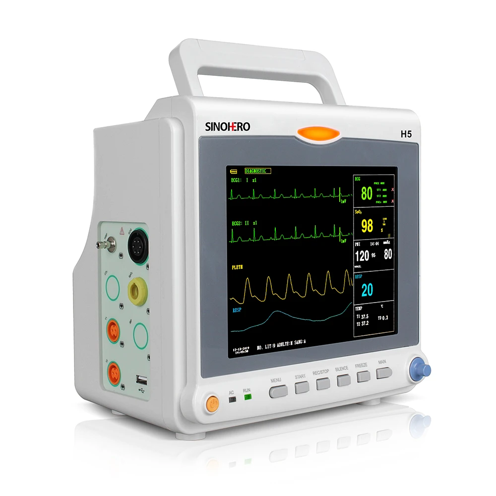 SINOHERO H5 Monitor de paciente portátil multiparámetros SpO2 PR NIBP ECG Monitor de signos vitales pantalla LCD a Color de 8 pulgadas de 8 canales - imagen 4