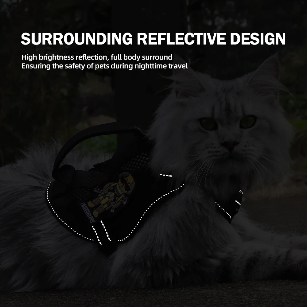 Juego de 5 piezas de arnés táctico ligero para gatos, suministros para caminar al aire libre para mascotas de verano para perros pequeños, gatos, arneses transpirables para cachorros y gatitos - imagen 5