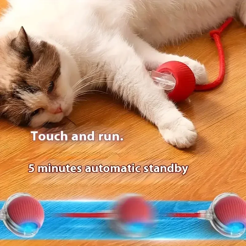 Juguetes interactivos recargables por USB para gatos, pelota rodante eléctrica automática, juguetes para gatos/niños, mascotas, Teasers automáticos inteligentes con cola - imagen 2