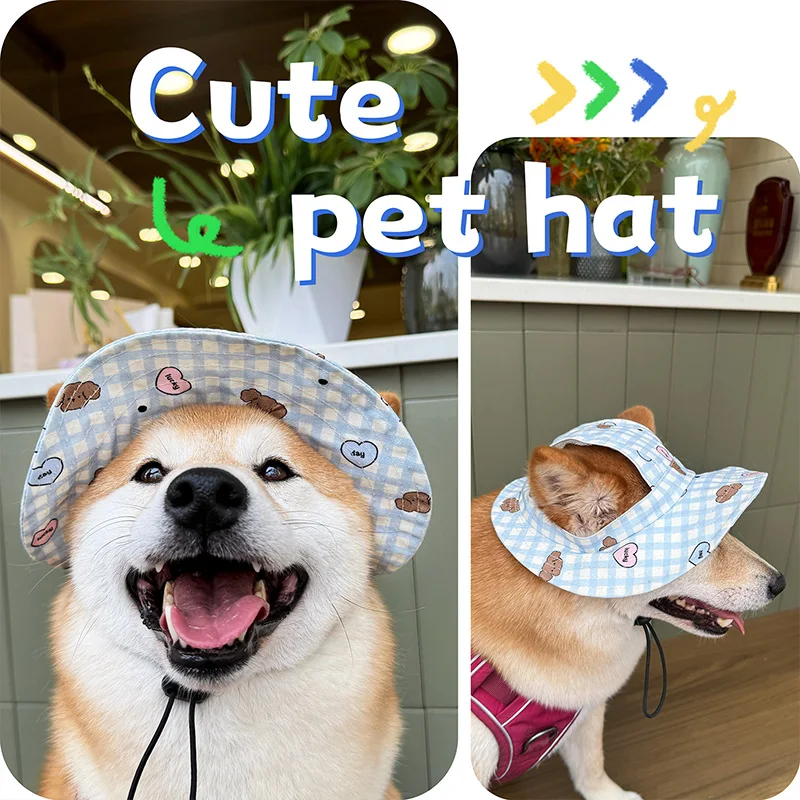 Gorros ajustables para perros, gorros para mascotas al aire libre para gatos, perros pequeños y medianos, visera para cachorros de verano, sombrero con agujeros para las orejas, accesorios para perros