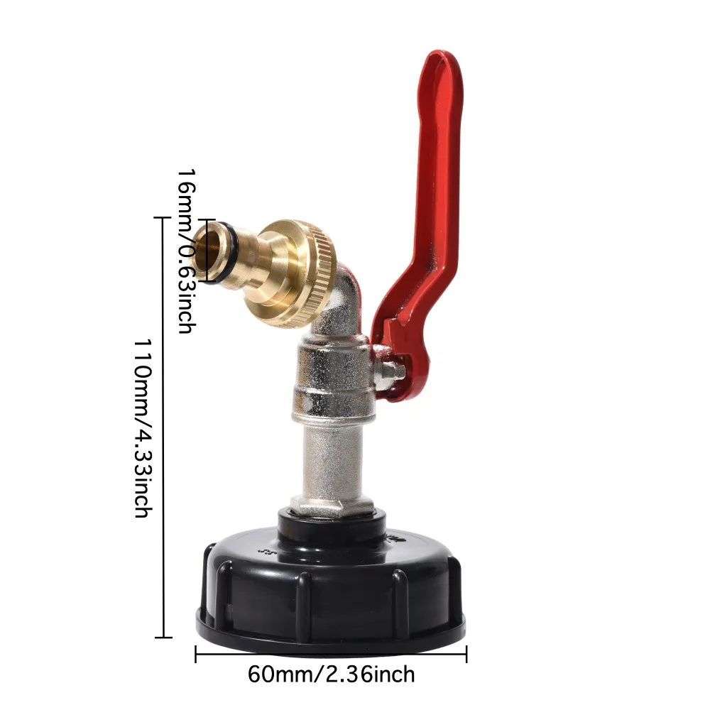 Adaptador de grifo de tanque IBC, conector de manguera de Metal de rosca S60x6 para tanque de agua de 1000L, grifo de conexión rápida, barril de lluvia para uso en jardín