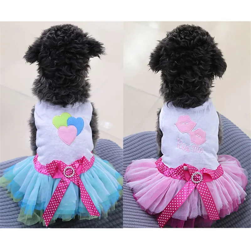 Dulce vestido con lazo para perro, faldas de malla con lazo de encaje, vestido de princesa, ropa para perros pequeños y medianos, disfraces para cachorros, Chihuahua - imagen 4