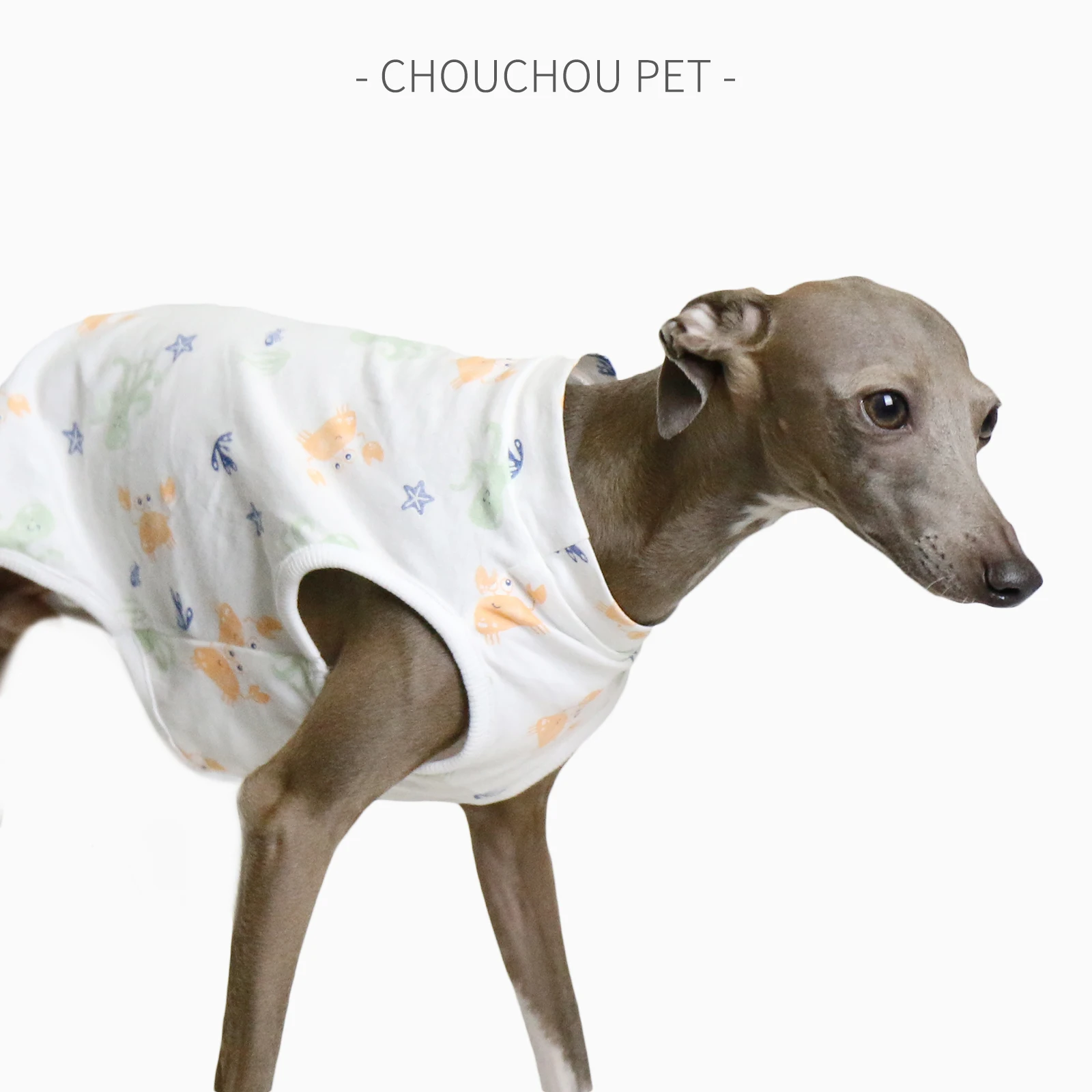 Ropa de verano para perros, chaleco de verano Whippet de galgo italiano, ropa estampada de algodón para perros