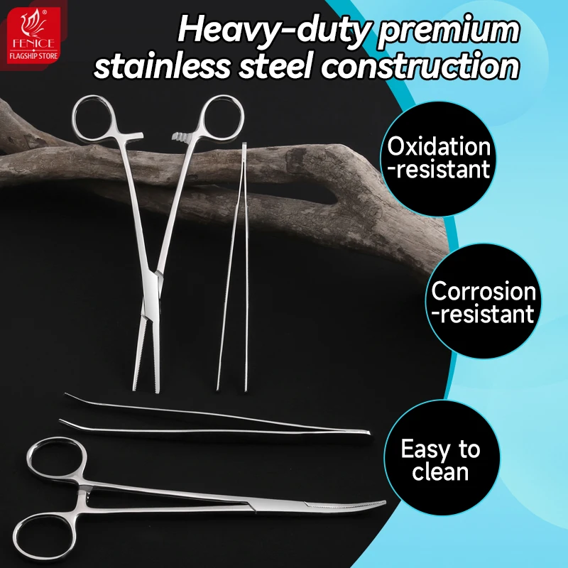 Pinzas hemostáticas para mascotas Fenice, pinzas para el pelo, herramientas profesionales para perros, Hospital, gatos, lesiones, herramienta cortadora de punta curva/recta para el hogar - imagen 4