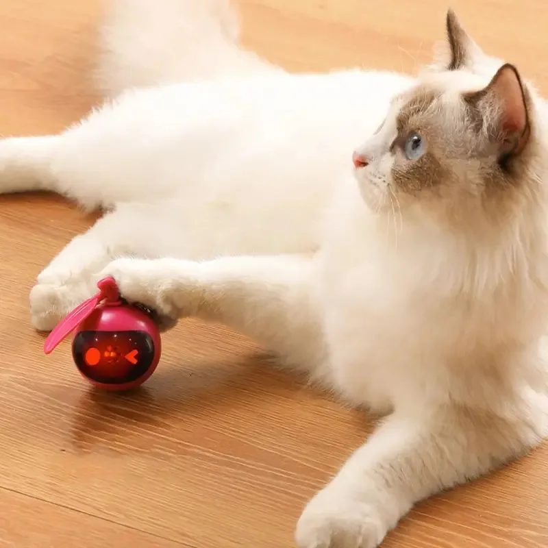 Bola de gato eléctrica inteligente USB inalámbrica, juguete de plástico autoadhesivo con sonido activado por tacto, juego interactivo multimodo para gatos t - imagen 5