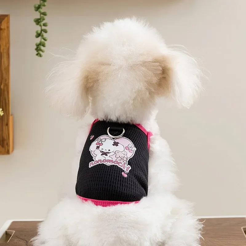 Chaleco de verano para perros de primavera, ropa para cachorros con gofres de amor, tirantes de peluche, ropa para mascotas de estilo dulce, ropa negra para cachorros, Chihuahua - imagen 4