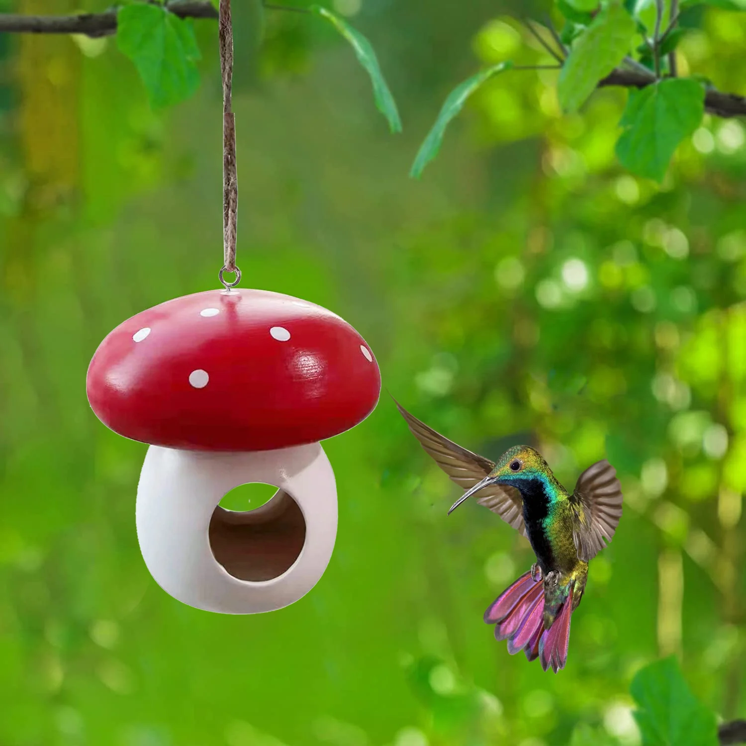 Adornos creativos de resina para jardín, alimentador de pájaros para el hogar, alimentador de setas y loros, decoración de árbol de jardín al aire libre, colgante, productos para mascotas - imagen 5
