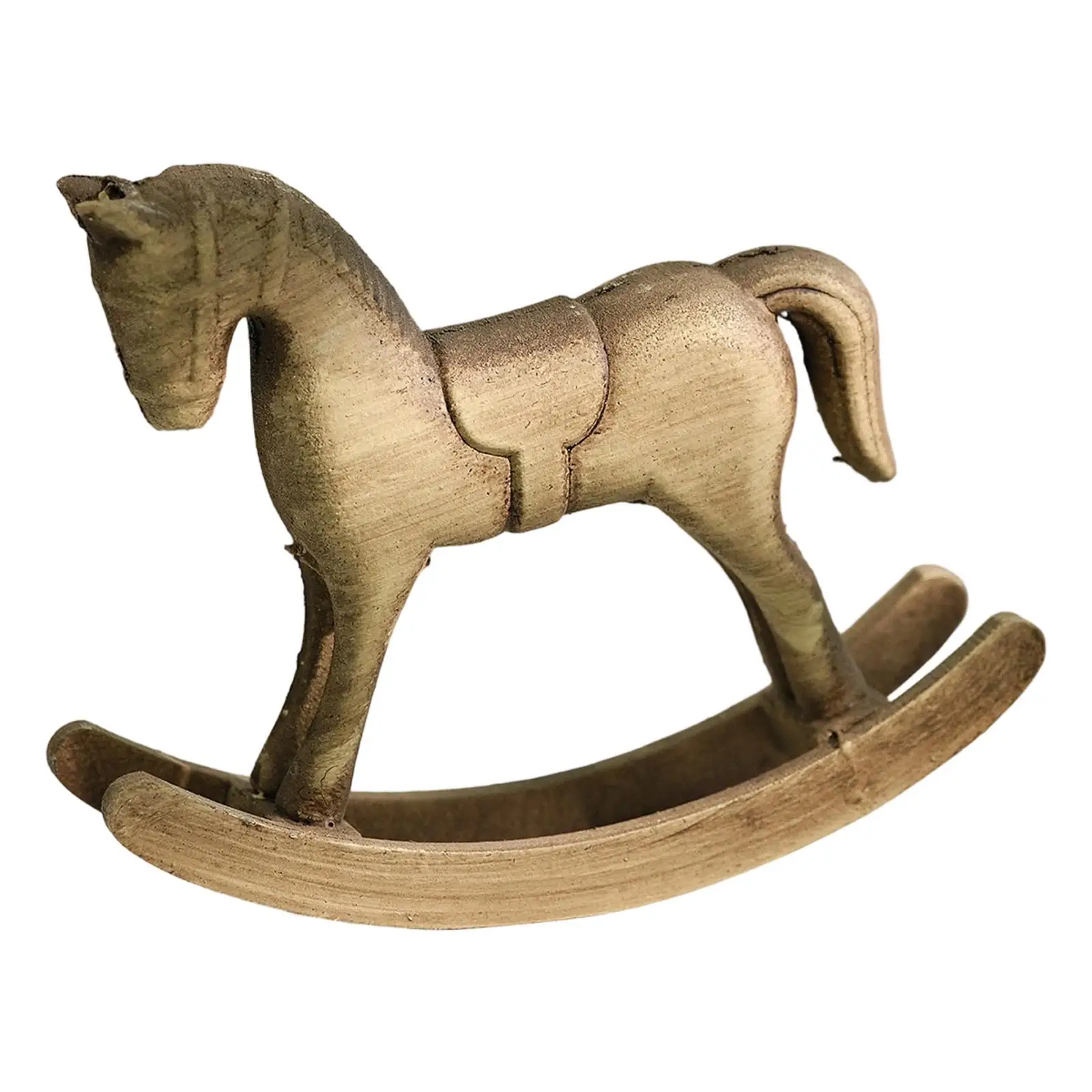 Adorno de estatuilla de caballo mecedora de madera Retro artístico multifuncional para escritorio - imagen 2