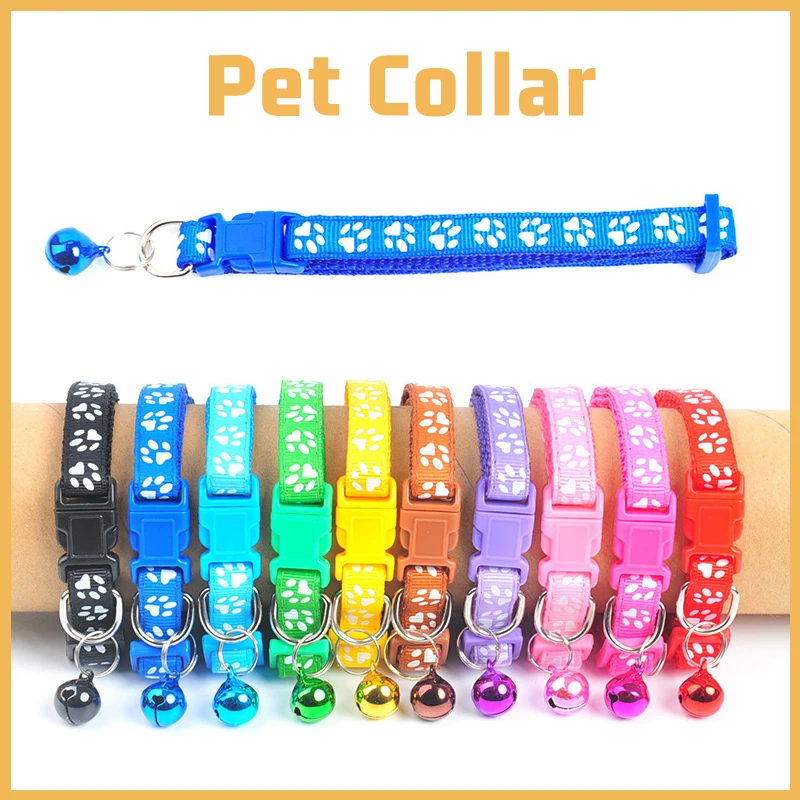 Collar con pegatina para mascotas, accesorio con estampado de pata de una sola huella, campana de Color, con cierre, suministros para mascotas - imagen 2