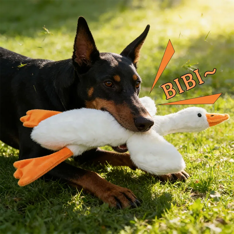Mascota pato ganso grande seguro chirriador para perros juguetes resistentes sonido corte perro juguete de dibujos animados cachorro indestructible diente masticar juguete de peluche para perros - imagen 2