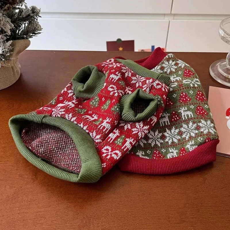 Sudaderas con capucha cálidas para perros, ropa para perros de Año Nuevo, sudaderas con estampado navideño para cachorros, jerséis de moda para gatos, sudaderas para mascotas, trajes de Bichon - imagen 3