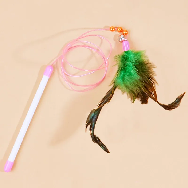 Juguetes para gatos, palos para gatos con plumas, cuerda suave, juguete interactivo para gatos, juguete para gatos resistente a mordeduras, rompecabezas para gatitos con campana, productos para mascotas - imagen 5