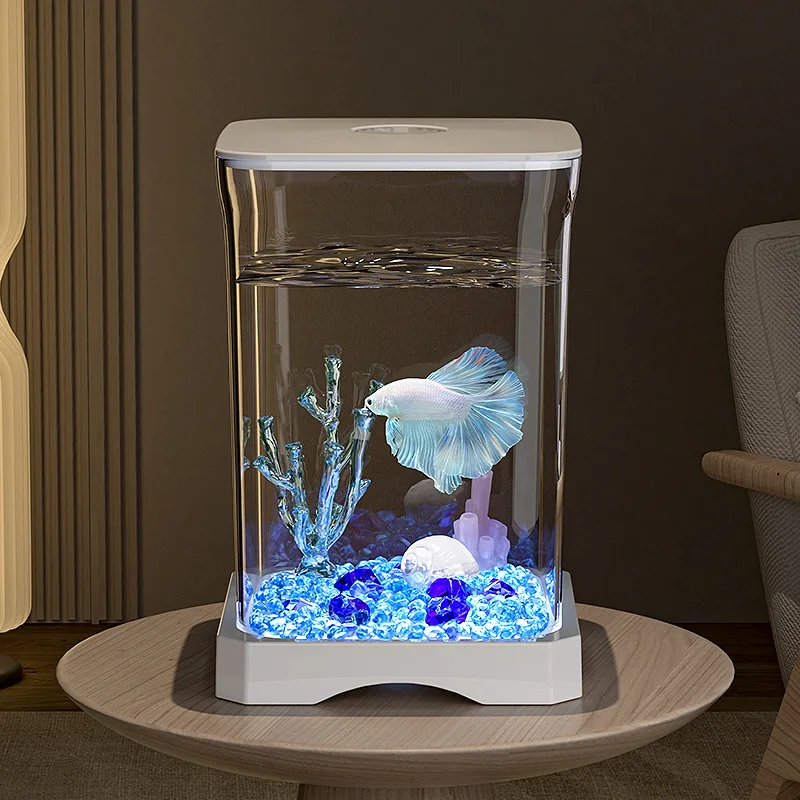 Acuario de escritorio con luz LED para pez betta, ecológico y creativo - imagen 2