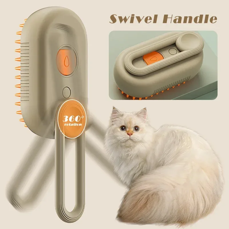 Cepillo de vapor 3 en 1 para gatos, vaporizador, removedor de pelo para mascotas con pulverizador vaporizador y peine de masaje, suministros esenciales para el cuidado de mascotas - imagen 2