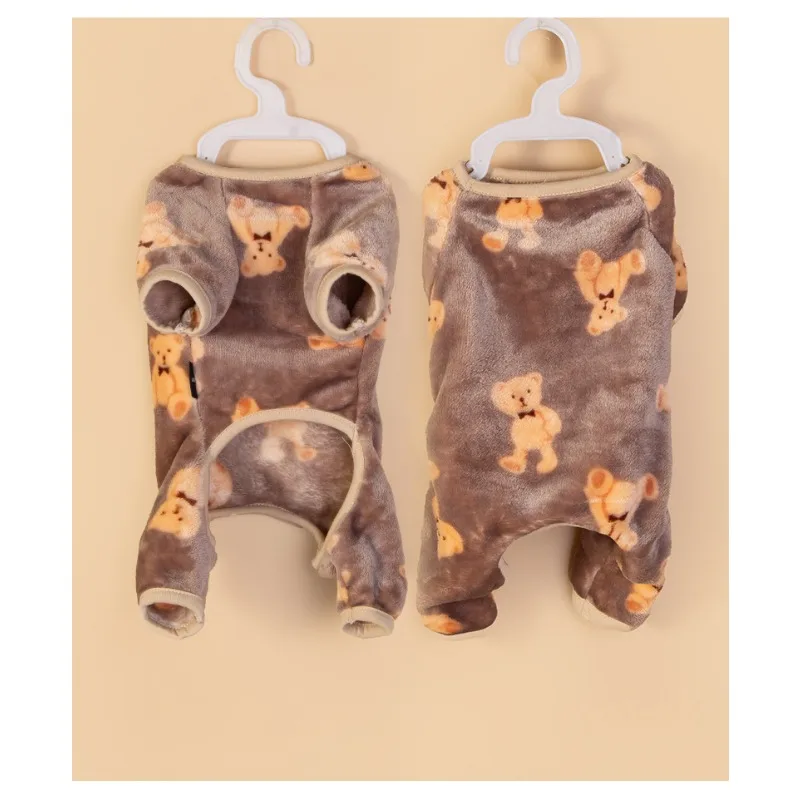 Mono de felpa para perros, ropa para perros medianos y pequeños, pijamas dulces de terciopelo cálidos, jersey bonito para cachorros y gatitos, caniche Chihuahua - imagen 4